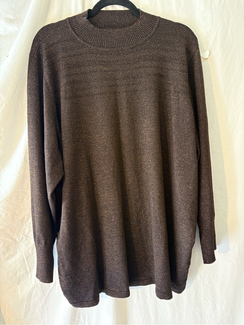 Avenue Brown Crewneck Sweater with Gold Sparkles